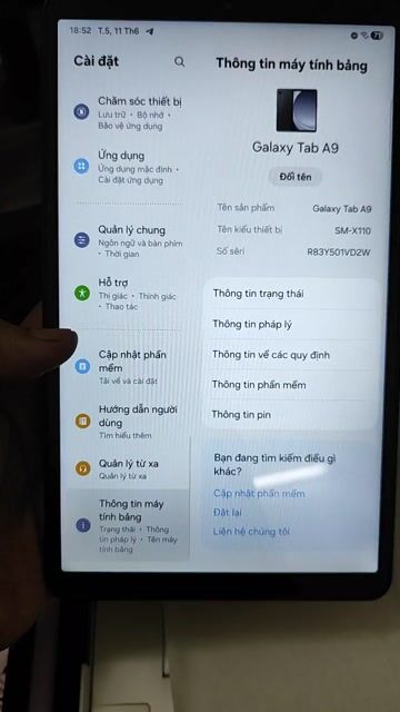 Samsung Galaxy Tab A9 8/128 Đen 99% mới. Mua bán Máy tính bảng tại Thị xã Duyên Hải Trà Vinh được đăng bởi Luc  hình 1