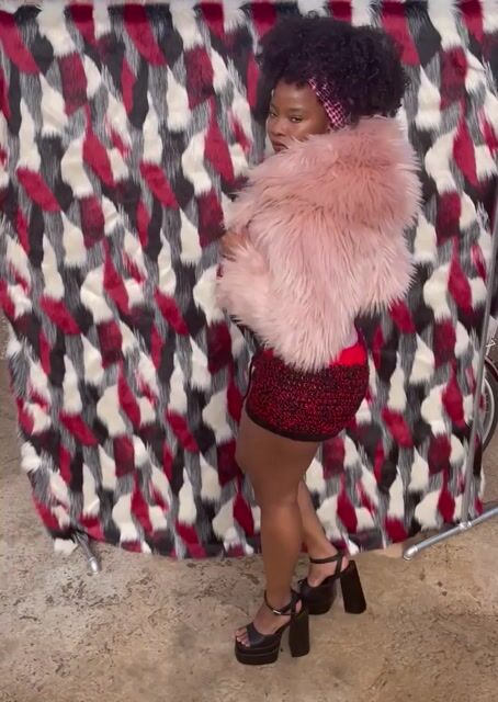 Cropped Pink Fur Coat