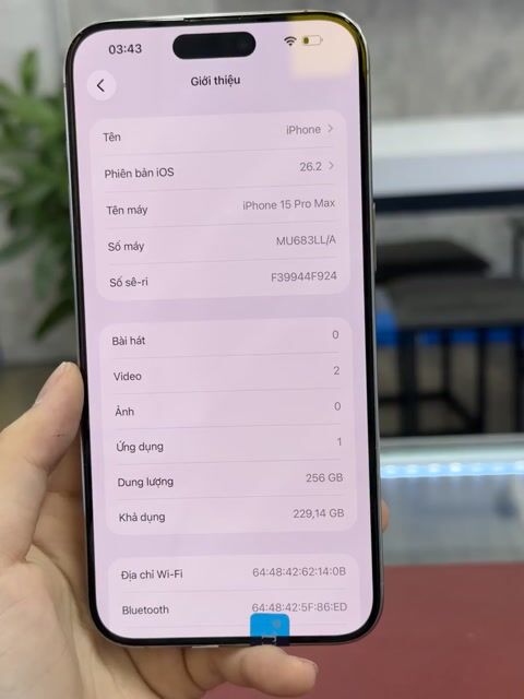 Apple iPhone 15 Pro Max 256GB titan 99%. Mua bán Điện thoại tại Thành phố Thủ Dầu Một Bình Dương được đăng bởi Phong Le hình 1
