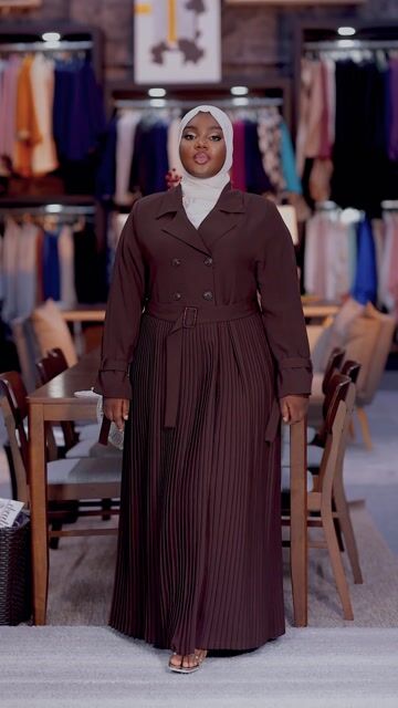 Plum Pleated Trench Abaya