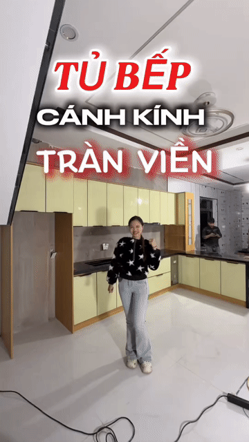 Tủ bếp cánh kính TST vàng nhạt. Mua bán Tủ, kệ gia đình tại Quận Hải Châu Đà Nẵng được đăng bởi Nội thất tủ bếp TST hình 1