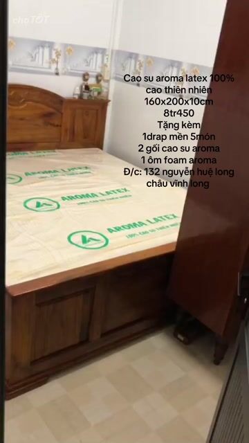 Nệm cao su Aroma Latex 1m6x2m Nâng đỡ cột sống. Mua bán Giường, chăn ga gối nệm tại Thành phố Vĩnh Long Vĩnh Long được đăng bởi Long Vĩnh hình 1