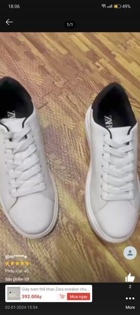 Giày thể thao Zara Nam Trắng size 36-43. Mua bán Giày dép tại Quận Thanh Xuân Hà Nội được đăng bởi Nguyễn Đức Anh hình 1
