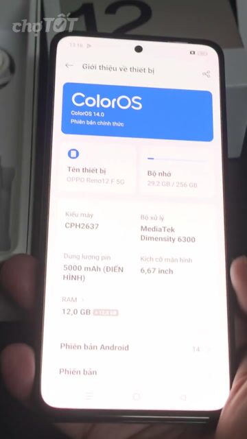 Oppo Reno12 F 5G 256GB Xanh lá Like New. Mua bán Điện thoại tại Quận 1 Tp Hồ Chí Minh được đăng bởi Toàn thắng sĩ mobi hình 1