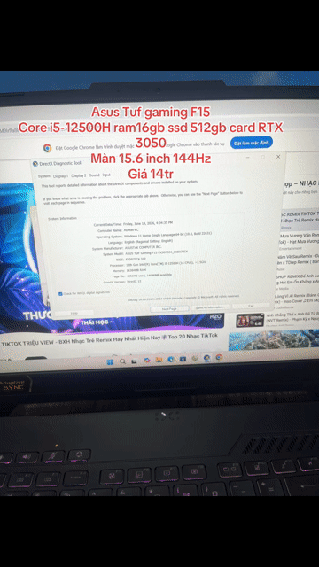 Asus Tuf Gaming F15 nhôm cấu hình cao chiến game. Mua bán Laptop tại Quận Hà Đông Hà Nội được đăng bởi Mai duy Luong hình 1