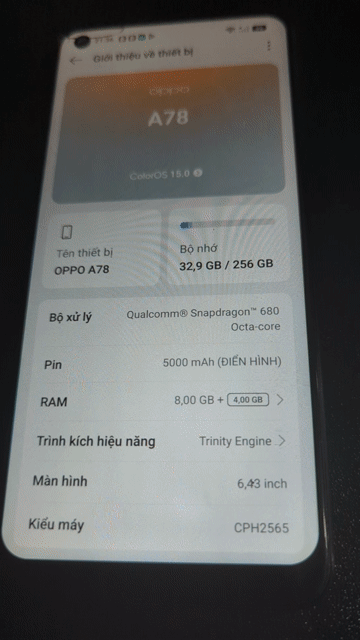 Oppo A78 128GB Đen. Mua bán Điện thoại tại Thành phố Thủ Đức Tp Hồ Chí Minh được đăng bởi Thanh Ly SD hình 1