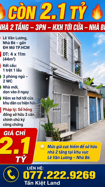 Mua bán Nhà ở Huyện Nhà Bè Tp Hồ Chí Minh diện tích 44 m² giá 2,1 tỷ