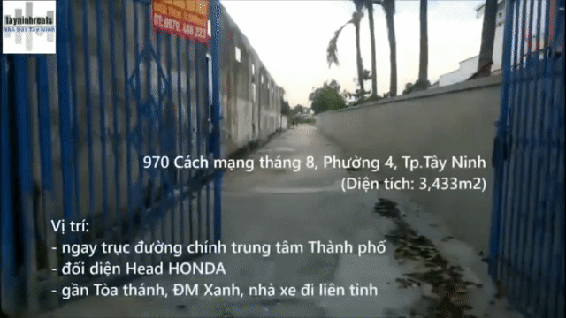 Cho thuê Đất Thành phố Tây Ninh Tây Ninh diện tích 3433 m² giá 30 triệu/tháng
