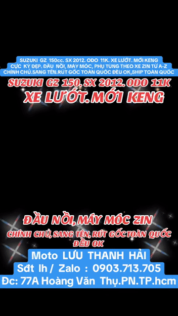 SUZUKI GZ 150.SX 2012. ODO 11K.XE LƯỚT. MỚI KENG.. Mua bán Xe máy tại Quận Phú Nhuận Tp Hồ Chí Minh được đăng bởi MOTO LUU THANH HAI  77A hình 1