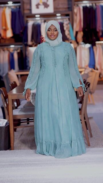 Mint Green Ruffle Abaya