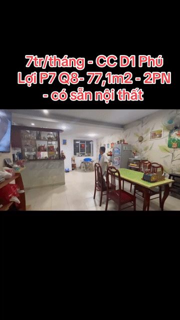 Cho thuê Căn hộ Chung cư Khu dân cư Phú Lợi Quận 8 Tp Hồ Chí Minh diện tích 77.0999 m² giá 7 triệu/tháng