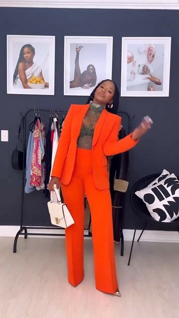 Zara Neon Orange Power Suit (Blazer & Trousers) – Jacket XS