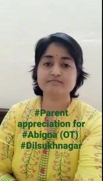 Parent Siva nagarjuna appreciations for Pinnacle Occupational Therapy by Ch. Krishna sai abhigna, Pinnacle @ Dilsukhnagar in English.