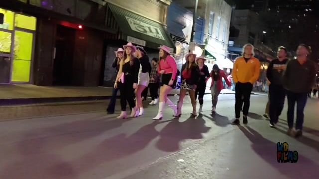 Nightclub/street crowd, normal; one dark club frame
