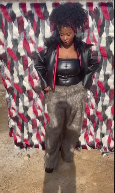 Reversible Faux Leather x Fur wide leg pants