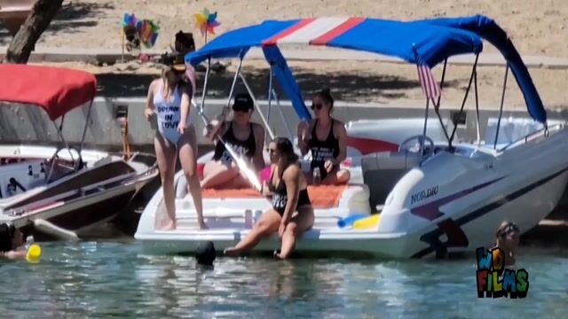 Boat party, wide shots, swimwear
