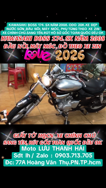 KAWASAKIBOSS 174.SX 2008,ODO 20K.XE ĐẸP,ĐỒ THEO XE. Mua bán Xe máy tại Quận Phú Nhuận Tp Hồ Chí Minh được đăng bởi MOTO LUU THANH HAI  77A hình 1