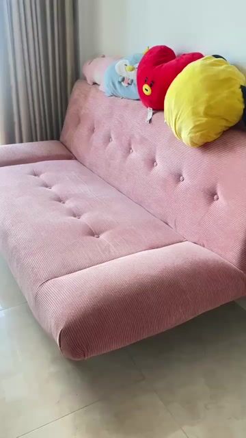 Sofa giường + màu hồng, dài 1m8, mới 95%