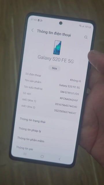 Samsung Galaxy S20 FE 5G 128GB Đen. Mua bán Điện thoại tại Huyện Bình Chánh Tp Hồ Chí Minh được đăng bởi Thảo Samsung hình 1