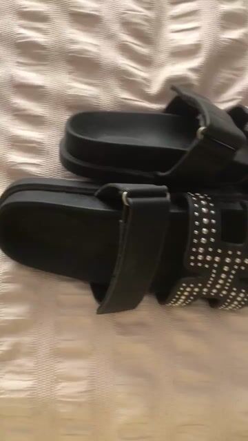Flat sandals with silver studs,very comfortable shoes