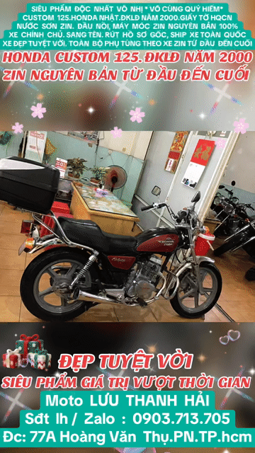 CUSTOM 125.HONDA NHẬT.ĐKLĐ  NĂM 2000. ĐẸP HOÀN HẢO. Mua bán Xe máy tại Quận Phú Nhuận Tp Hồ Chí Minh được đăng bởi MOTO LUU THANH HAI  77A hình 1