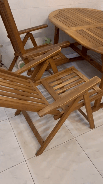 Bộ bàn ghế Gỗ Nâu Gập gọn thông minh. Mua bán Bàn ghế tại Quận 6 Tp Hồ Chí Minh được đăng bởi Binh Van hình 1
