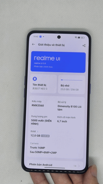 Realme GT Neo 3 12/256GB xanh. Mua bán Điện thoại tại Quận Thanh Xuân Hà Nội được đăng bởi Đỗ Mạnh Nhuận hình 1