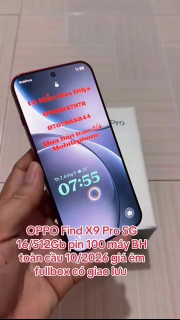 OPPO Find X9Pro5G 16/512GbFullbox BH10/2026 pin100. Mua bán Điện thoại tại Thành phố Mỹ Tho Tiền Giang được đăng bởi LH Max Dilys hình 1