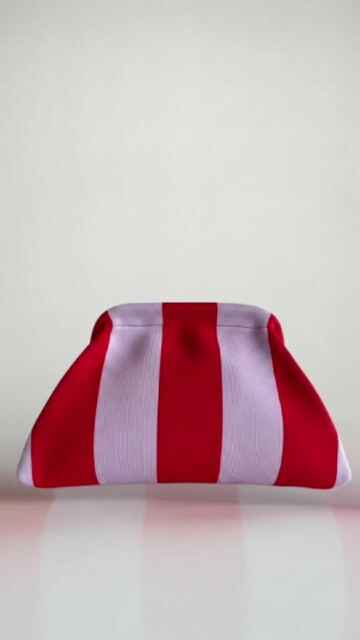 CLUTCH. | Red & Lavender Purple Striped Woven Pouch Clutch B