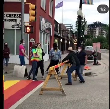 Homophobic Cowboy Loses His Cool Over Pride-Themed Sidewalk