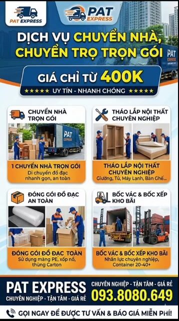 Dịch vụ chuyển nhà trọn gói chỉ tử 400k. Dịch vụ chuyển nhà tại Quận 6 Tp Hồ Chí Minh được đăng bởi CHUYỂN NHÀ TRỌN GÓI 400k hình 1