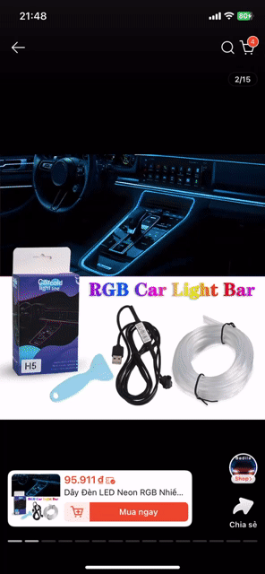 Pass Dây đèn LED RGB 2M chống nước trang trí. Mua bán Phụ tùng xe tại Quận Thanh Xuân Hà Nội được đăng bởi Phạm Thảo hình 1