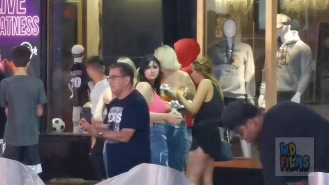 Night street crowds, clothed, no issues