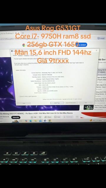 MSI GX63VR trước new gần 100 củ giờ rất rẻ card 8G. Mua bán Laptop tại Quận Hà Đông Hà Nội được đăng bởi Mai duy Luong hình 1