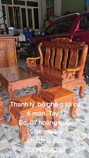 Bộ bàn ghế salon gỗ xà cừ 6 món. Mua bán Bàn ghế tại Thành phố Pleiku Gia Lai được đăng bởi  Liênphan hình 1