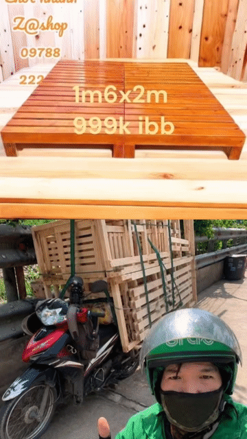 Giường pallet Gỗ 1m6 x 2m Vàng gỗ. Mua bán Giường, chăn ga gối nệm tại Huyện Trảng Bom Đồng Nai được đăng bởi Shop Toàn Express Businesses hình 1