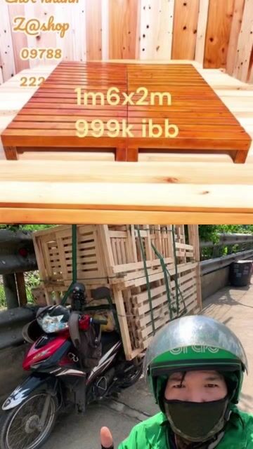 Giường pallet Gỗ 1m6 x 2m Vàng gỗ. Mua bán Giường, chăn ga gối nệm tại Huyện Trảng Bom Đồng Nai được đăng bởi Shop Toàn Express Businesses hình 1