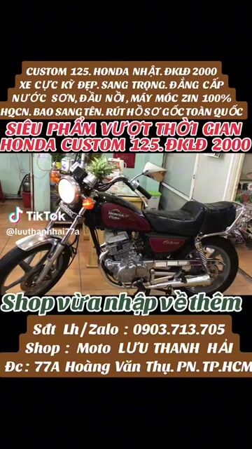 HONDA  CUSTOM 125.ĐKLĐ 2000.SIÊU ĐẸP. SANG.ZIN100%. Mua bán Xe máy tại Quận Phú Nhuận Tp Hồ Chí Minh được đăng bởi MOTO LUU THANH HAI  77A hình 1