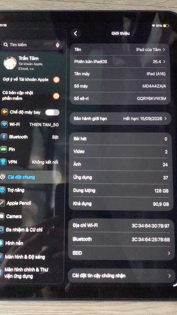 Apple iPad (A16) 128GB Xanh 97%. Mua bán Máy tính bảng tại Thành phố Thủ Đức Tp Hồ Chí Minh được đăng bởi Tâm Trần hình 1