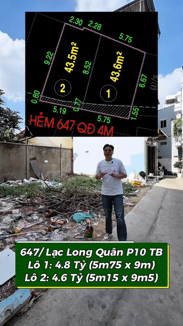 Mua bán Đất Quận Tân Bình Tp Hồ Chí Minh diện tích 43.5999 m² giá 4,6 tỷ