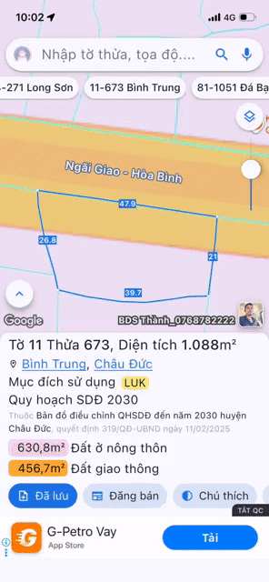 Mua bán Đất Huyện Châu Đức Bà Rịa - Vũng Tàu diện tích 1087 m² giá 9,5 tỷ