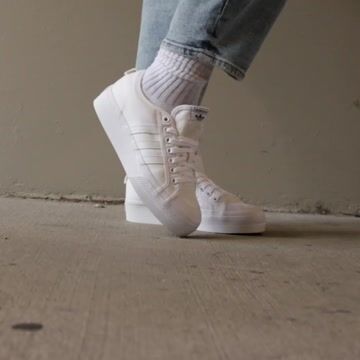 Womens adidas Nizza Platform Athletic Shoe - White video thumbnail