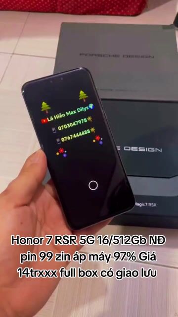 Honor 7RSR 5G 16/512Gb( PORSCHE DESIGN) Full box. Mua bán Điện thoại tại Thành phố Mỹ Tho Tiền Giang được đăng bởi LH Max Dilys hình 1