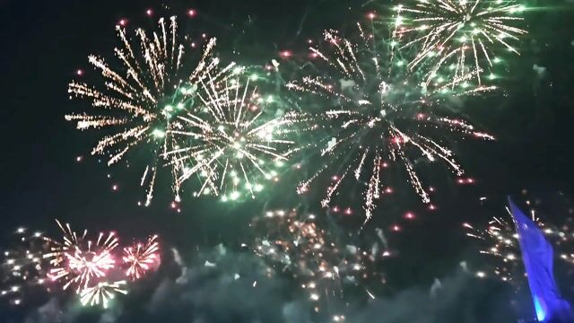 Fireworks display, no people