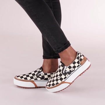 Vans Slip On Stacked Checkerboard Skate Shoe - Black / White video thumbnail