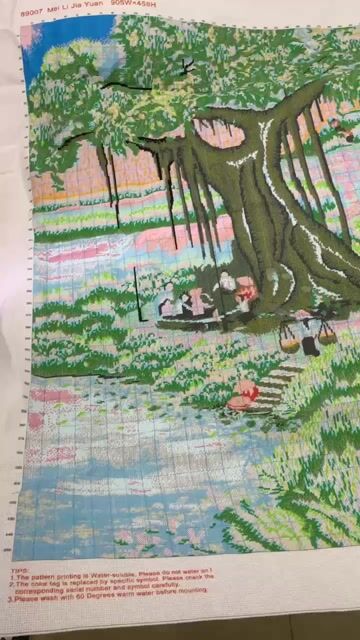 Tranh Thêu Chữ Thập ( Chưa thêu ) "Làng Quê" KT 2m. Mua bán Đồ sưu tầm, đồ cổ tại Quận 8 Tp Hồ Chí Minh được đăng bởi Thai Pham hình 1