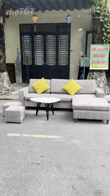 Sofa góc L Vải bố Xám 2.4m x 1.7m. Mua bán Bàn ghế tại Quận Thanh Khê Đà Nẵng được đăng bởi Thúy Hằng hình 1