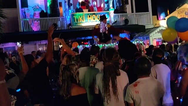 Night street party crowd, clothed