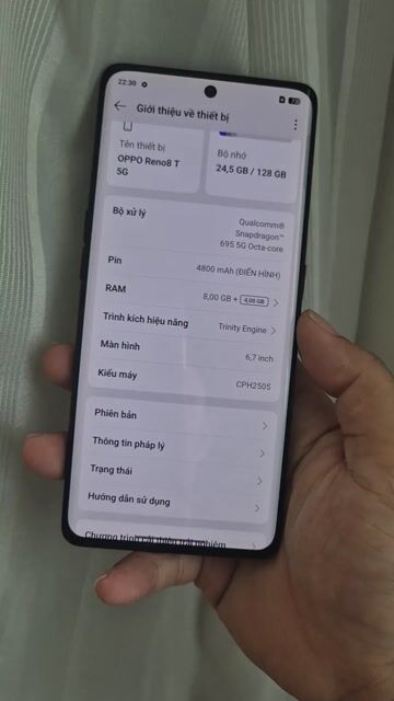 Oppo Reno8 T 5G 128GB. Mua bán Điện thoại tại Quận 8 Tp Hồ Chí Minh được đăng bởi Phan Minh Tân hình 1