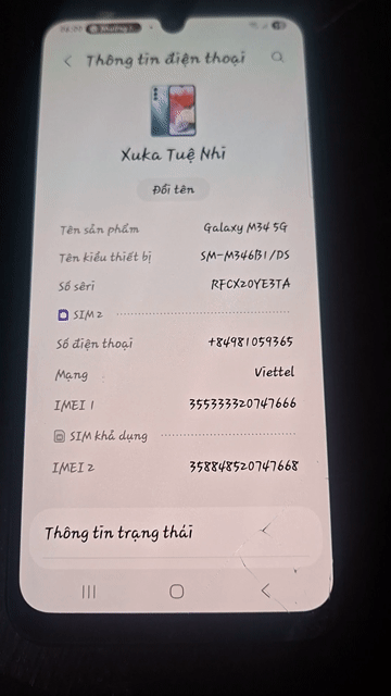 Samsung Galaxy M34 5G Xám Đã sử dụng. Mua bán Điện thoại tại Huyện Chơn Thành Bình Phước được đăng bởi Huang shui  hình 1